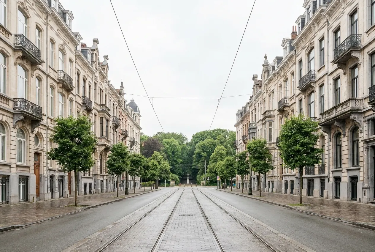 Avenue Louise perspective towards the Bois de la Cambre, luxury facades